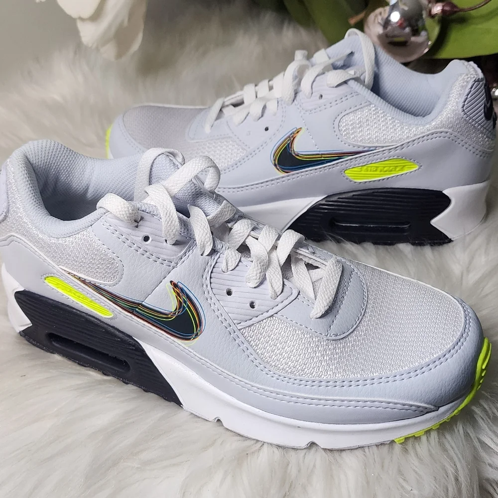 Nike Air Max 90 White/Blackened Blue-Volt (DV3480100) Women 8.5 New
